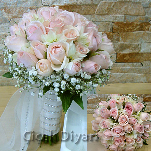 Kristal Taşlı Gelin Buketi